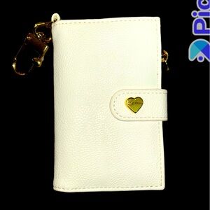 - BETSEY JOHNSON Saffiano white Keychain wallet coin card holder wallet